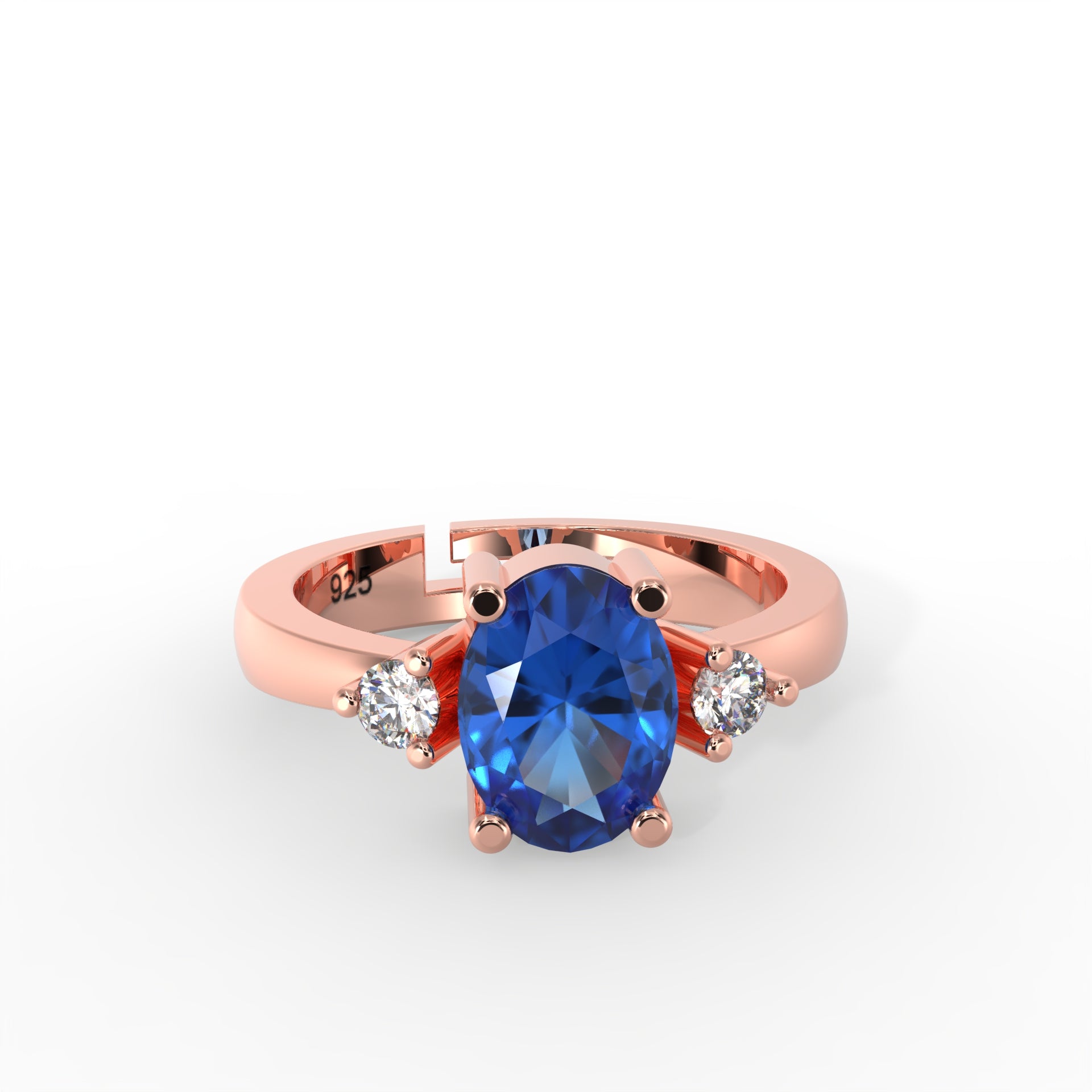 925 sterling silver ring natural blue stone aaa + cz ring Wedding Ring Engagement ring